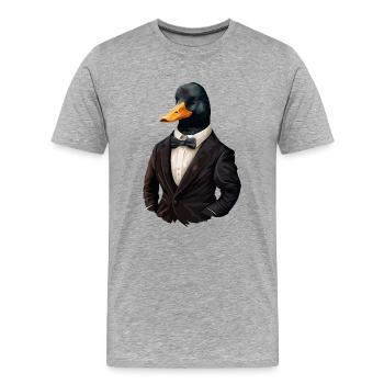 Canard avec nœud papillon - T-shirt bio Premium Homme - gris chiné - Devant - Damien (186cm)