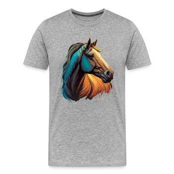Tête de cheval - T-shirt bio Premium Homme - gris chiné - Devant - Damien (186cm)