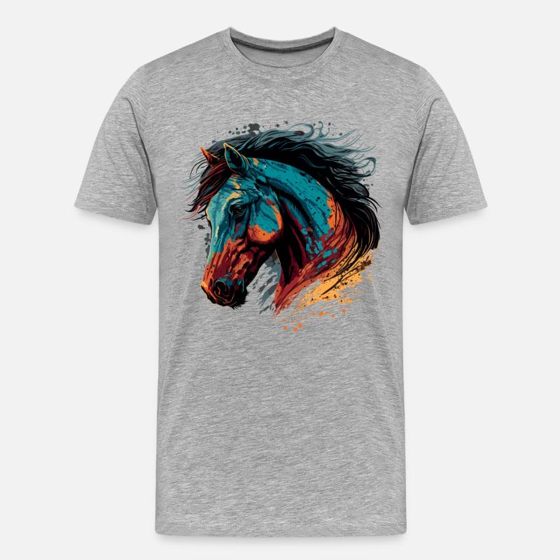 Trendiges Pferdekopf-Design - Männer Premium Bio T-Shirt - Grau meliert