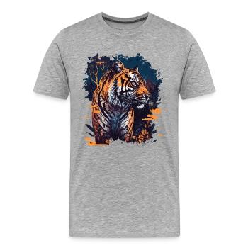 Tiger - Men's Premium Organic T-Shirt - heather grey - Front - Damien (186cm)