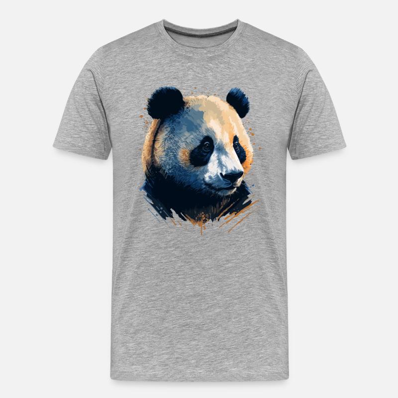 Panda Bär Geschenkidee - Männer Premium Bio T-Shirt - Grau meliert