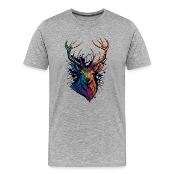 Cerf - T-shirt bio Premium Homme - gris chiné - Devant - Damien (186cm)