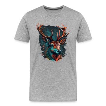 Hirschliebhaber - Männer Premium Bio T-Shirt - Grau meliert - Vorne - Damien (186cm)