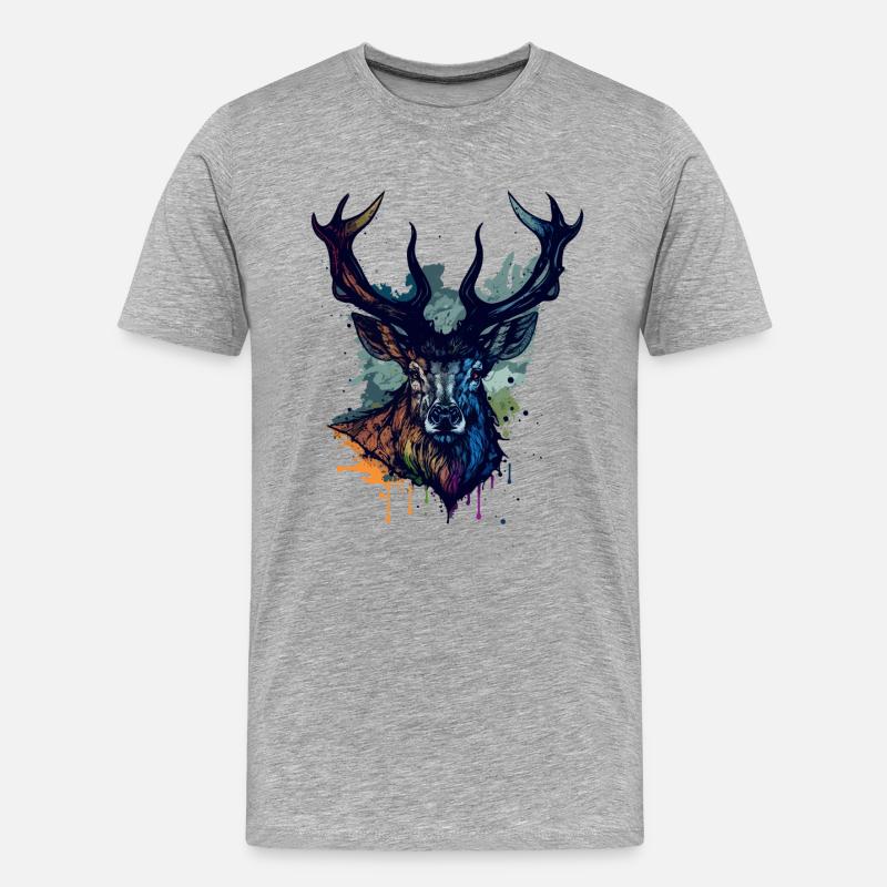 Hirschbarbe - Männer Premium Bio T-Shirt - Grau meliert
