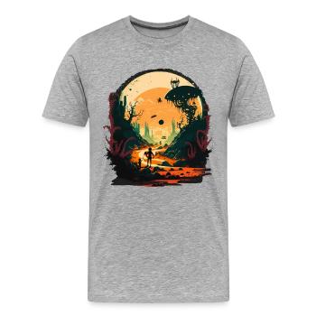 my alien - Men's Premium Organic T-Shirt - heather grey - Front - Damien (186cm)