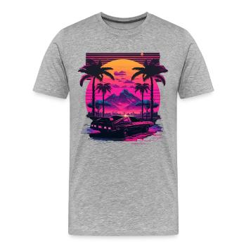 Voiture rétro - T-shirt bio Premium Homme - gris chiné - Devant - Damien (186cm)