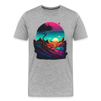Neon-Kunstwerk - Männer Premium Bio T-Shirt - Grau meliert - Vorne - Damien (186cm)