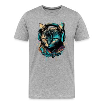 Amoureux des chats - T-shirt bio Premium Homme - gris chiné - Devant - Damien (186cm)