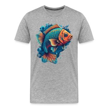 Flat Fish Illustration - Men's Premium Organic T-Shirt - heather grey - Front - Damien (186cm)