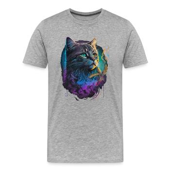 Festival Katze - Männer Premium Bio T-Shirt - Grau meliert - Vorne - Damien (186cm)