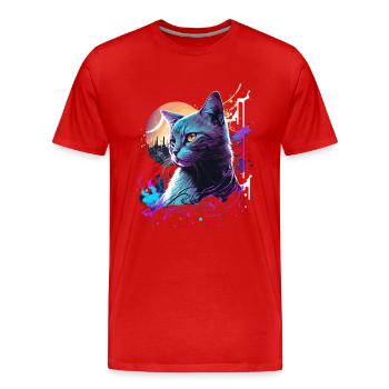 Purple Cat - Men's Premium Organic T-Shirt - red - Front - Damien (186cm)
