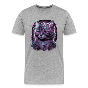 Anime Katze - Männer Premium Bio T-Shirt - Grau meliert - Vorne - Damien (186cm)