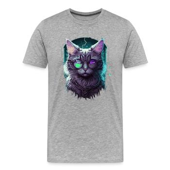 Sky High Cat - T-shirt bio Premium Homme - gris chiné - Devant - Damien (186cm)