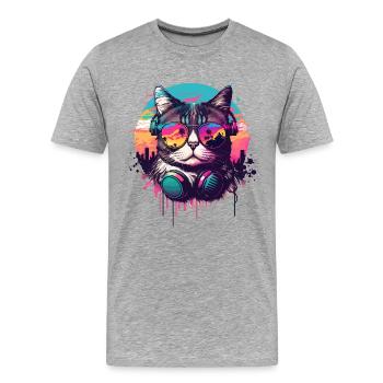 Miami Beach Cat - Men's Premium Organic T-Shirt - heather grey - Front - Damien (186cm)