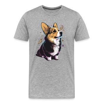 Dreamy Corgi - Men's Premium Organic T-Shirt - heather grey - Front - Damien (186cm)