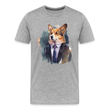 Classy Looks Corgi - Men's Premium Organic T-Shirt - heather grey - Front - Damien (186cm)