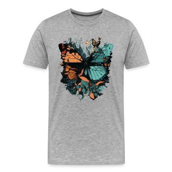 Énorme papillon - T-shirt bio Premium Homme - gris chiné - Devant - Damien (186cm)