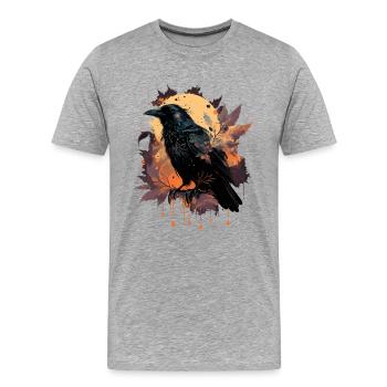 Observer Crow - Men's Premium Organic T-Shirt - heather grey - Front - Damien (186cm)
