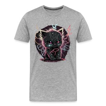 Kätzchen perfekt aufladen - Männer Premium Bio T-Shirt - Grau meliert - Vorne - Damien (186cm)