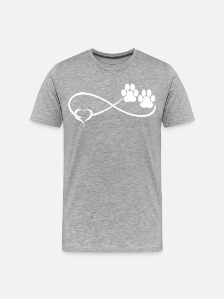 Hundepfote mit Herz - Männer Premium Bio T-Shirt - Grau meliert