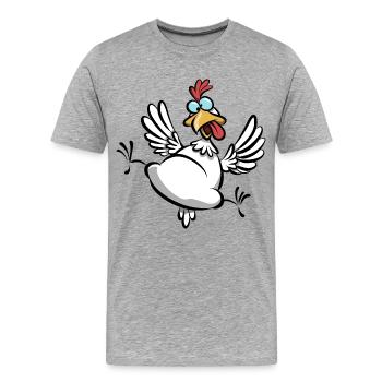 verrücktes Huhn, Hühnerfan, lustiges Huhn Cartoon - Männer Premium Bio T-Shirt - Grau meliert - Vorne - Damien (186cm)