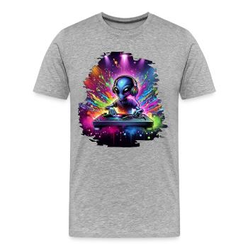 Alien DJ - Männer Premium Bio T-Shirt - Grau meliert - Vorne - Damien (186cm)
