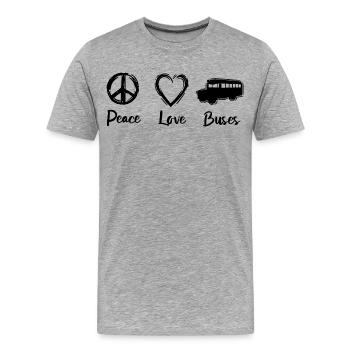 J’adore les bus - T-shirt bio Premium Homme - gris chiné - Devant - Damien (186cm)