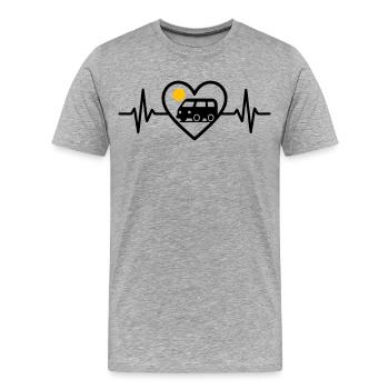 Vanlife Heart Van Travel Freedom Camper - T-shirt bio Premium Homme - gris chiné - Devant - Damien (186cm)