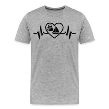Humour de navigation à la bière de cœur - T-shirt bio Premium Homme - gris chiné - Devant - Damien (186cm)