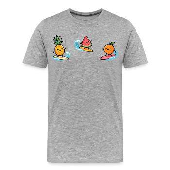 Fruit Cocktail Surfer : Divertissement Tropical Summer - T-shirt bio Premium Homme - gris chiné - Devant - Damien (186cm)
