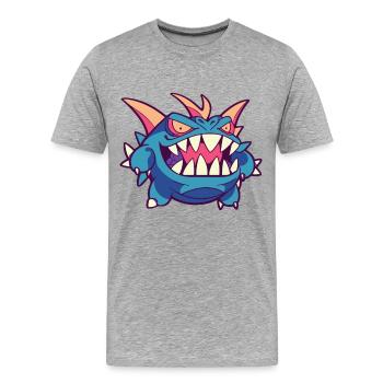 Monster Crash - Cooles blaues Monster - Männer Premium Bio T-Shirt - Grau meliert - Vorne - Damien (186cm)