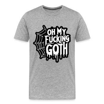 Edgy Gothic Slogan T-Shirt - Bold Statement Spiderweb - Männer Premium Bio T-Shirt - Grau meliert - Vorne - Damien (186cm)