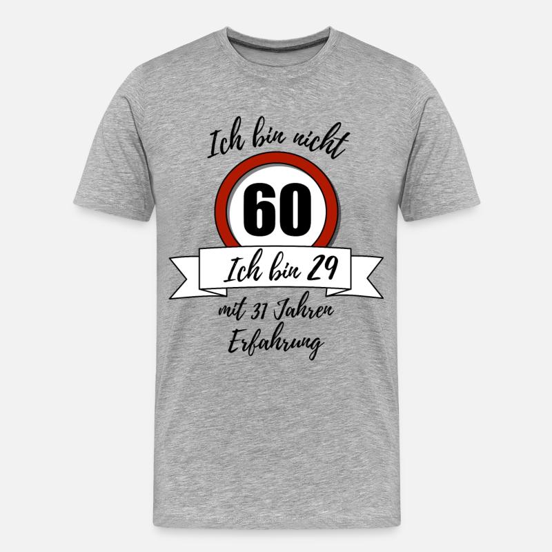 Ich bin nicht 60! - Männer Premium Bio T-Shirt - Grau meliert
