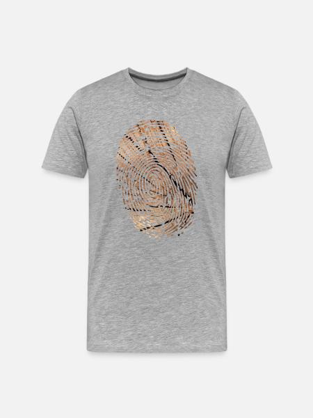 Fingerabdruck Holz - Männer Premium Bio T-Shirt - Grau meliert