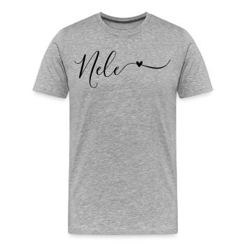 Prénom Nele Prénom décoratif - T-shirt bio Premium Homme - gris chiné - Devant - Damien (186cm)