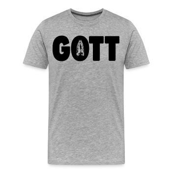 Dieu - Prière - Mains en prière - T-shirt bio Premium Homme - gris chiné - Devant - Damien (186cm)