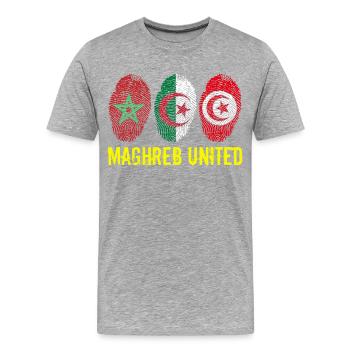 MAGHREB UNITED المغرب - Männer Premium Bio T-Shirt - Grau meliert - Vorne - Damien (186cm)