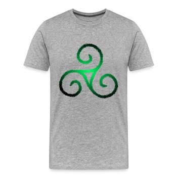 Symbole celtique triple spirale Triskele - T-shirt bio Premium Homme - gris chiné - Devant - Damien (186cm)