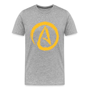 Symbole de l'athéisme cadeau d'évolution athée Darwin - T-shirt bio Premium Homme - gris chiné - Devant - Damien (186cm)