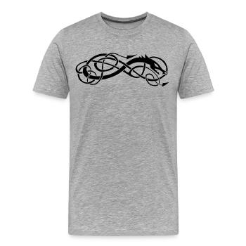 Serpent celte noir - T-shirt bio Premium Homme - gris chiné - Devant - Damien (186cm)