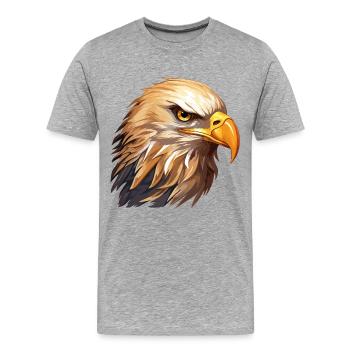aigle, tête d’aigle, oiseau de proie, oiseau de proie, animal, nature - T-shirt bio Premium Homme - gris chiné - Devant - Damien (186cm)