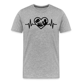 Silhouette d’anneau de gant de coeur de boxe - T-shirt bio Premium Homme - gris chiné - Devant - Damien (186cm)