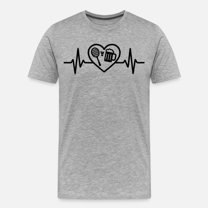 Herz Badminton Bier - Männer Premium Bio T-Shirt - Grau meliert
