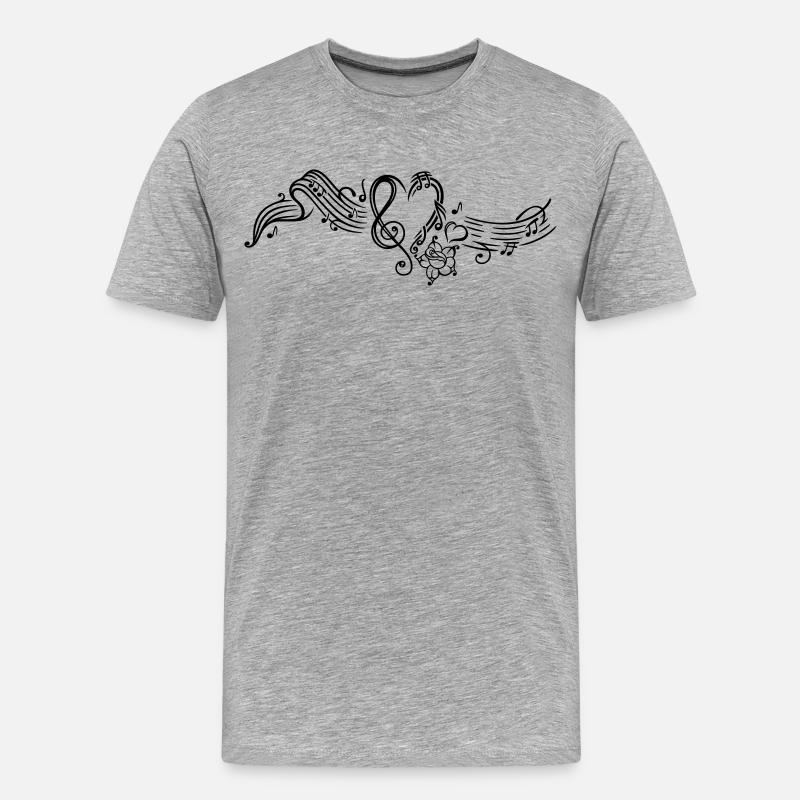 Notenblatt mit Musiknoten, music, notes, clef - Männer Premium Bio T-Shirt - Grau meliert