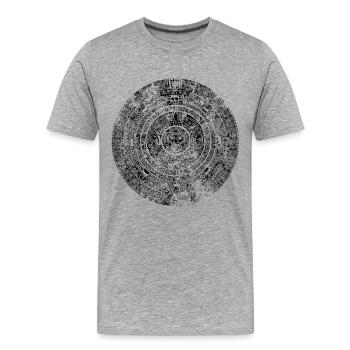 Maya - Kalender (Grunge-Style) - Männer Premium Bio T-Shirt - Grau meliert - Vorne - Damien (186cm)