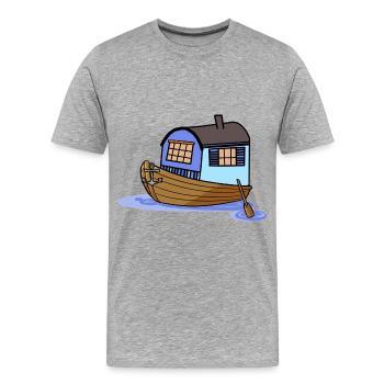 Navire Ahoi House Bateau à rames Bateau à aubes Marin - T-shirt bio Premium Homme - gris chiné - Devant - Damien (186cm)