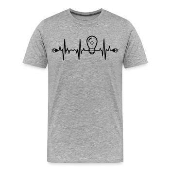 Elektriker Herzlinie - Männer Premium Bio T-Shirt - Grau meliert - Vorne - Damien (186cm)