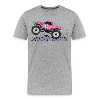 Monstertruck Geburtstag 9 Pink - Männer Premium Bio T-Shirt - Grau meliert - Vorne - Damien (186cm)