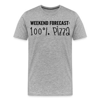 Vorhersage für das Wochenende: 100% Pizza - Männer Premium Bio T-Shirt - Grau meliert - Vorne - Damien (186cm)