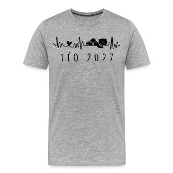 Tío 2027 Latido del Corazón - Futuro Tío - Männer Premium Bio T-Shirt - Grau meliert - Vorne - Damien (186cm)